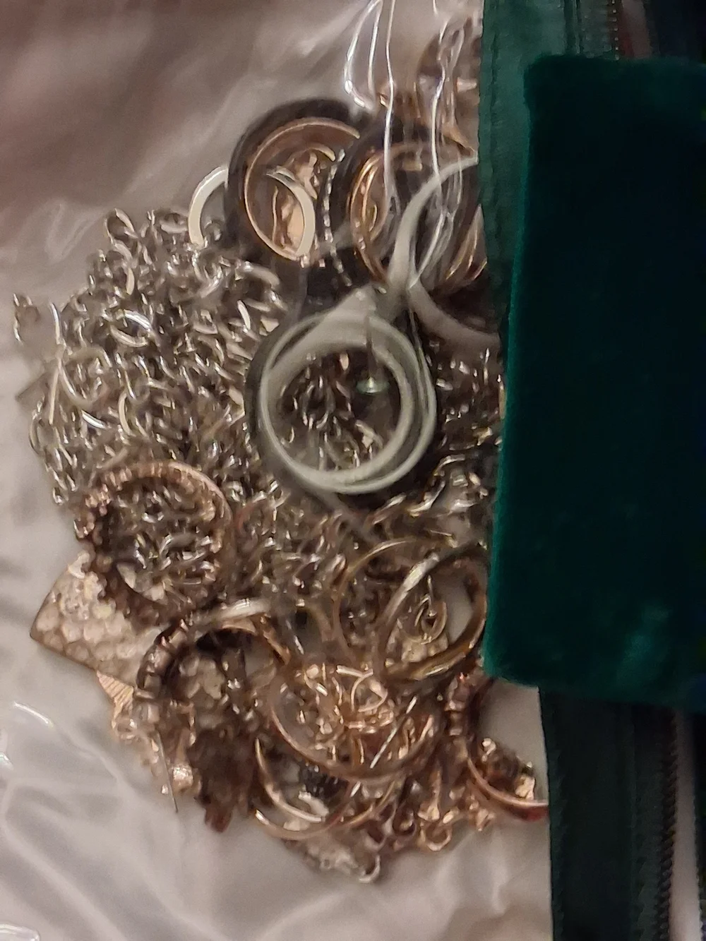Green Travel Jewelry Roll Organizer